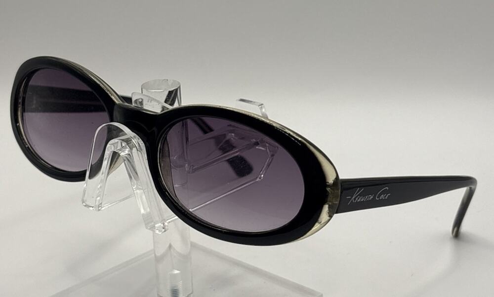 Kenneth Cole 0102 01 Sunglasses Black Gold Oval Purple Gradient Lens